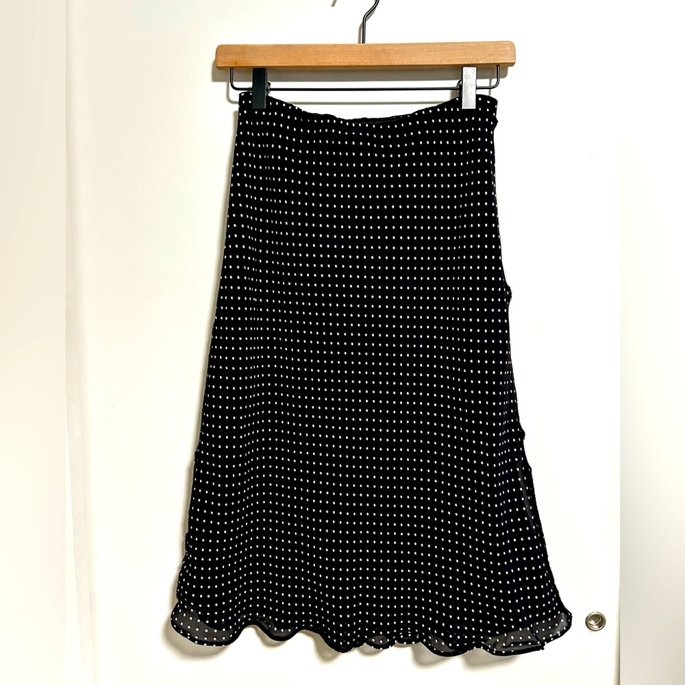 Vintage B&W Polka Dot Midi Skirt